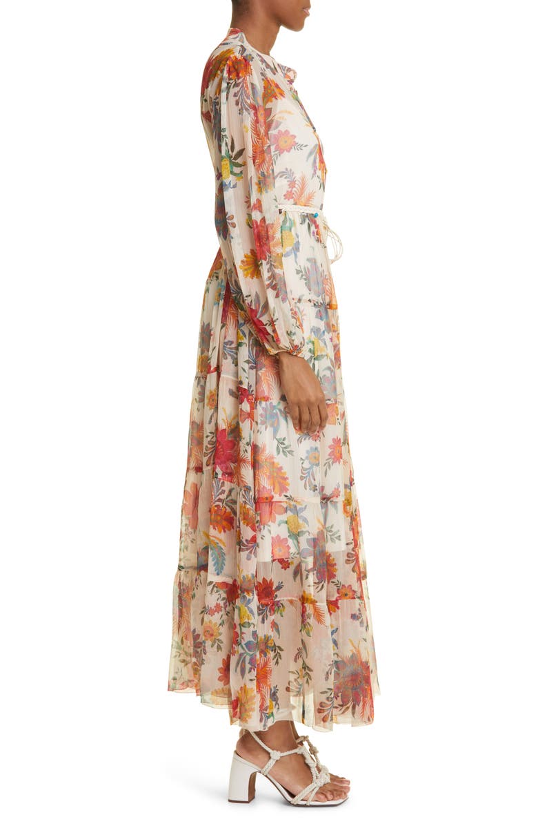 Zimmermann Ginger Floral Print Silk Twill Cover-Up Dress, Alternate, color, 