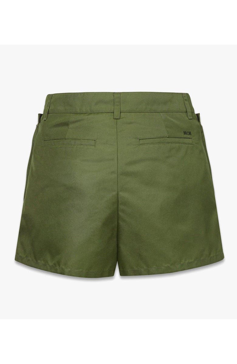 MCM Skirt-Layered Shorts in ECONYL<sup>®</sup> and Monogram Print Leather, Alternate, color, Green
