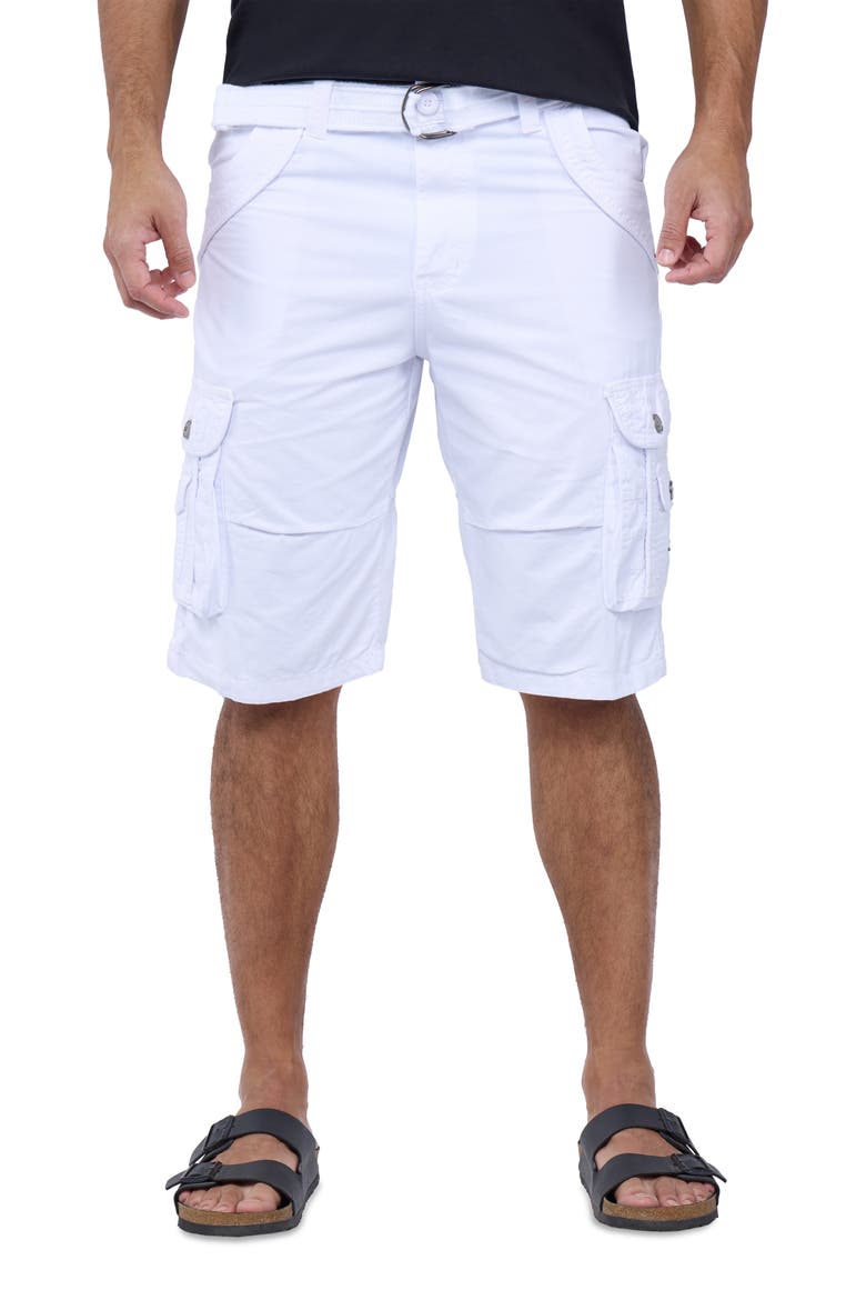 Belted Bermuda Cargo Shorts, Main, color, WHITE
