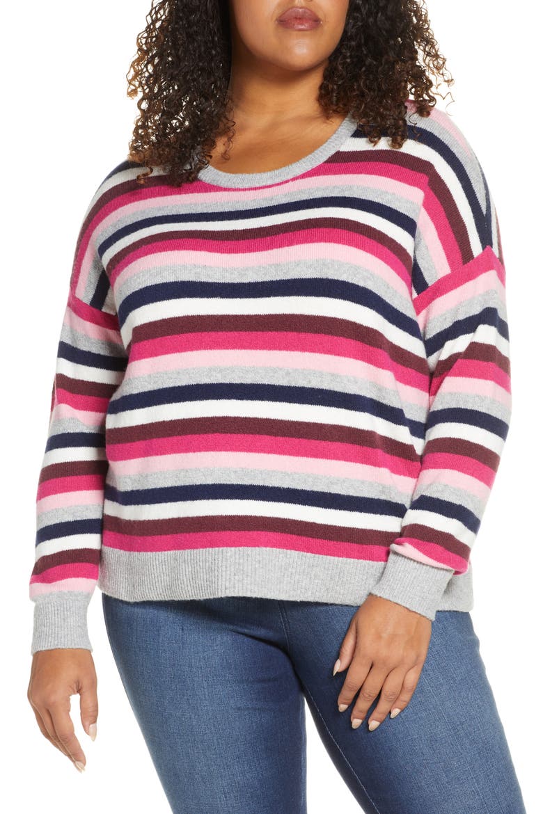 Multistripe Crewneck Sweater, Main, color, PNKOBSESSION