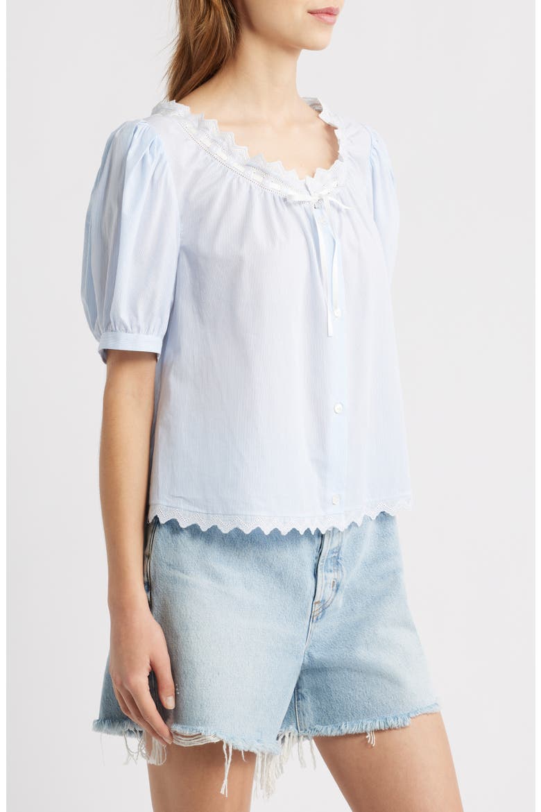 The Serene Eyelet Trim Cotton Top, Alternate, color, POWDER BLUE MULTI