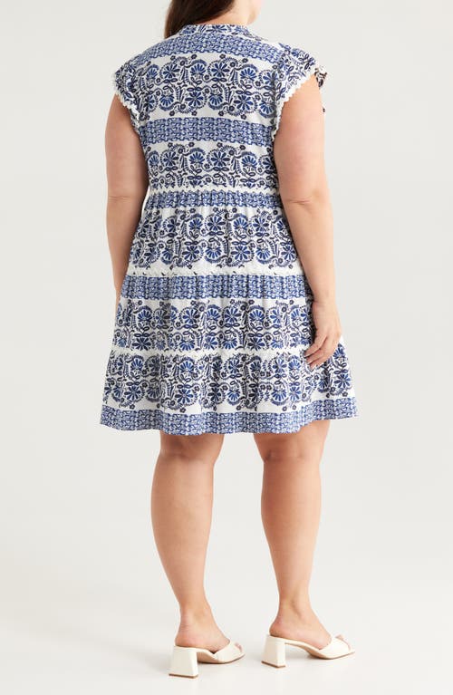 Caslonr Caslon(r) Ruffle Trim Linen Blend Shift Dress