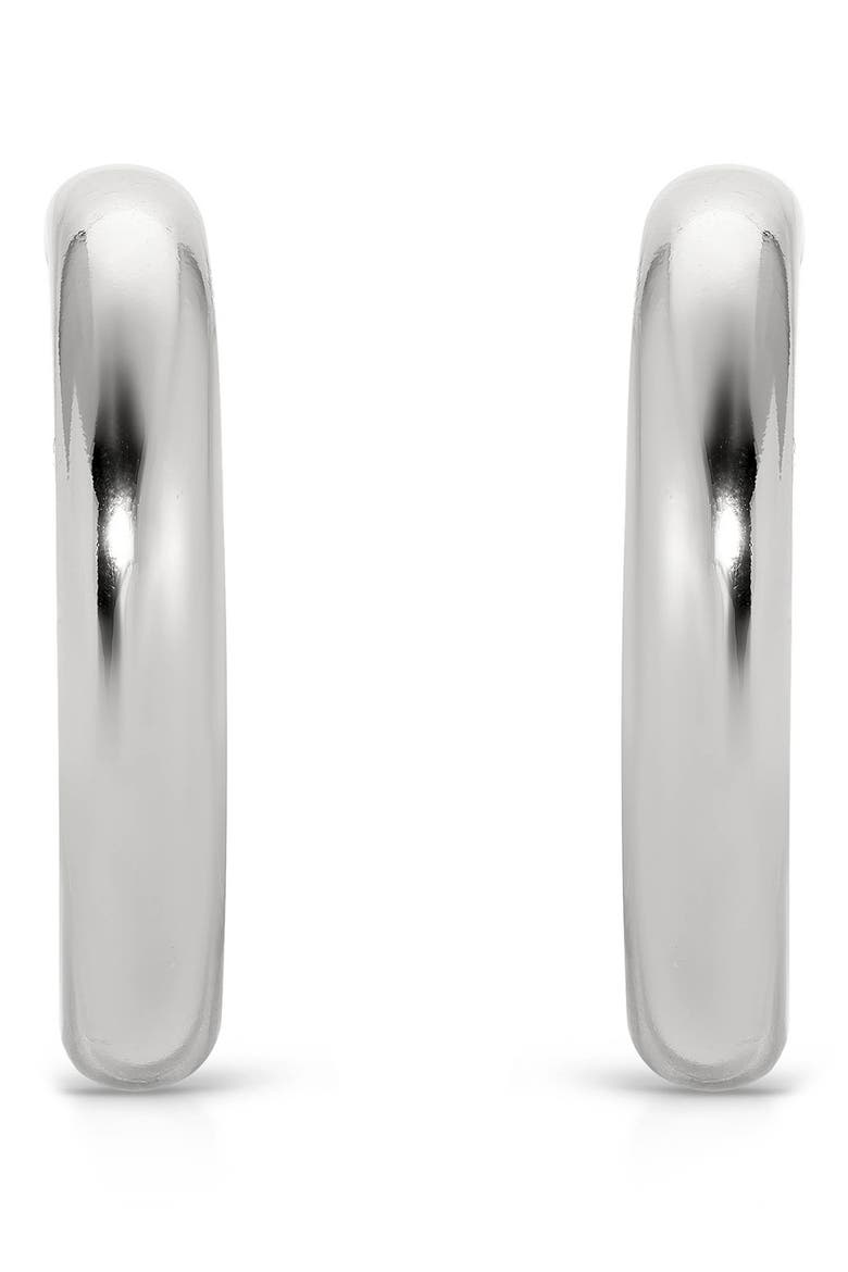 Medium Thick Classic Hoop Earrings, Alternate, color, RHODIUM