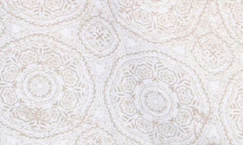 Tailorbyrd Batik Print Linen Blend Button-down Shirt In Dove White