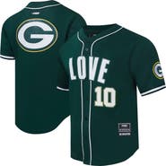 PRO STANDARD Men's Pro Standard Jordan Love Green Green Bay Packers Player Name & Number Mesh Button-Up Baseball Shirt