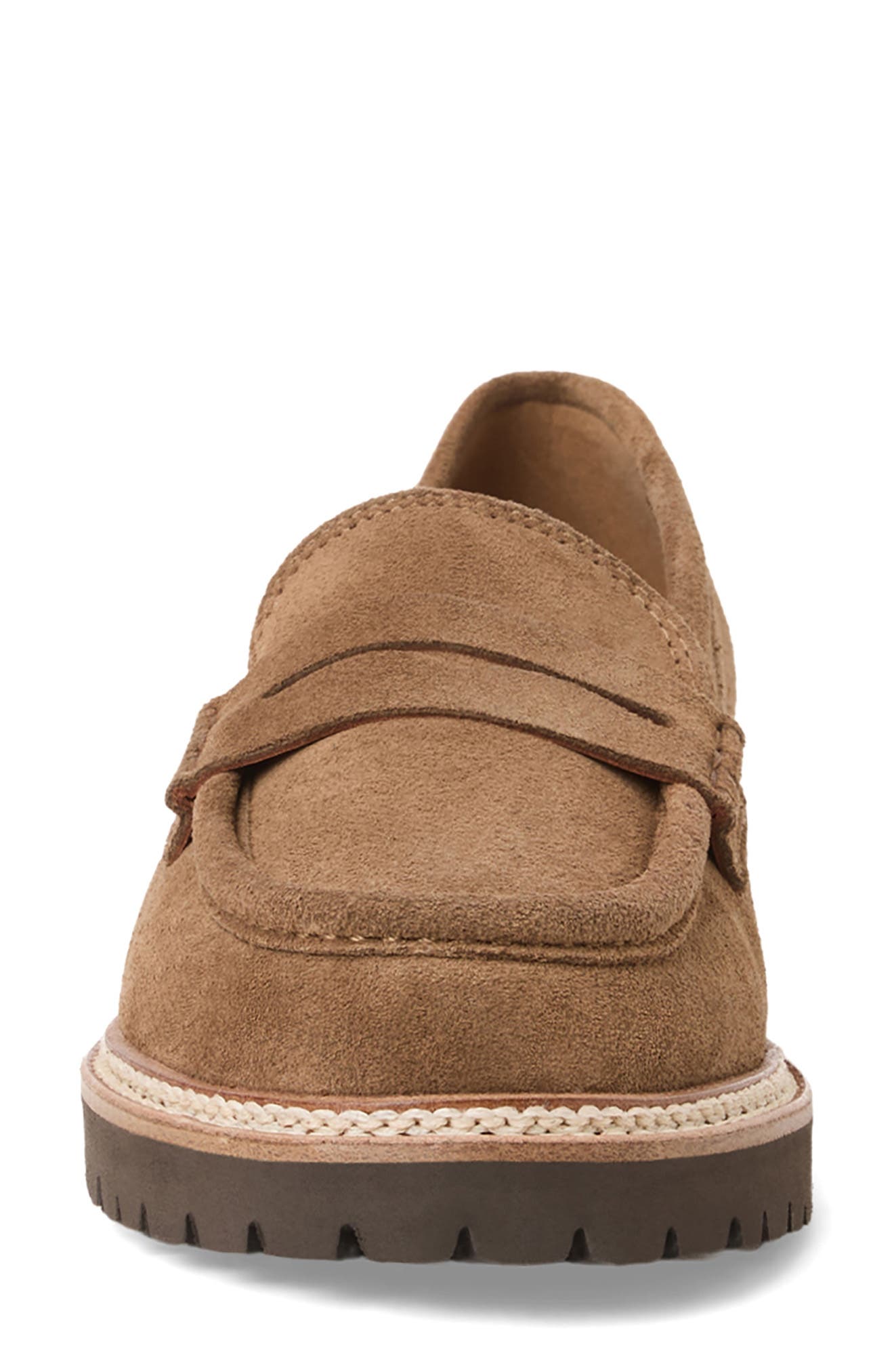 Merry Waterproof Lug Sole Penny Loafer, Alternate, color, CHAMPAGNE SUEDE