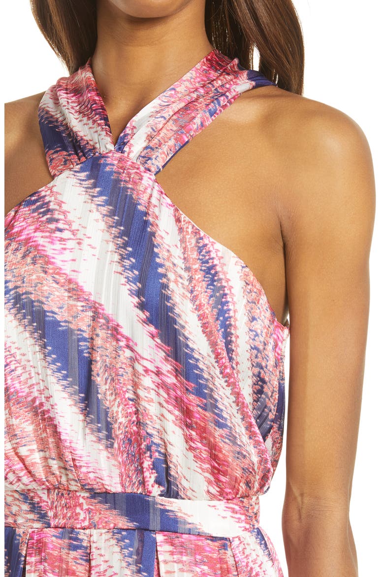 Halter Chiffon Maxi Dress, Alternate, color, PINK- PURPLE ABSTRACT STP