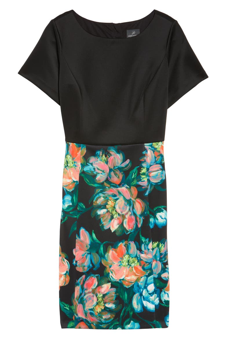 Floral Print Sheath Dress, Alternate, color, BLACK MULTI
