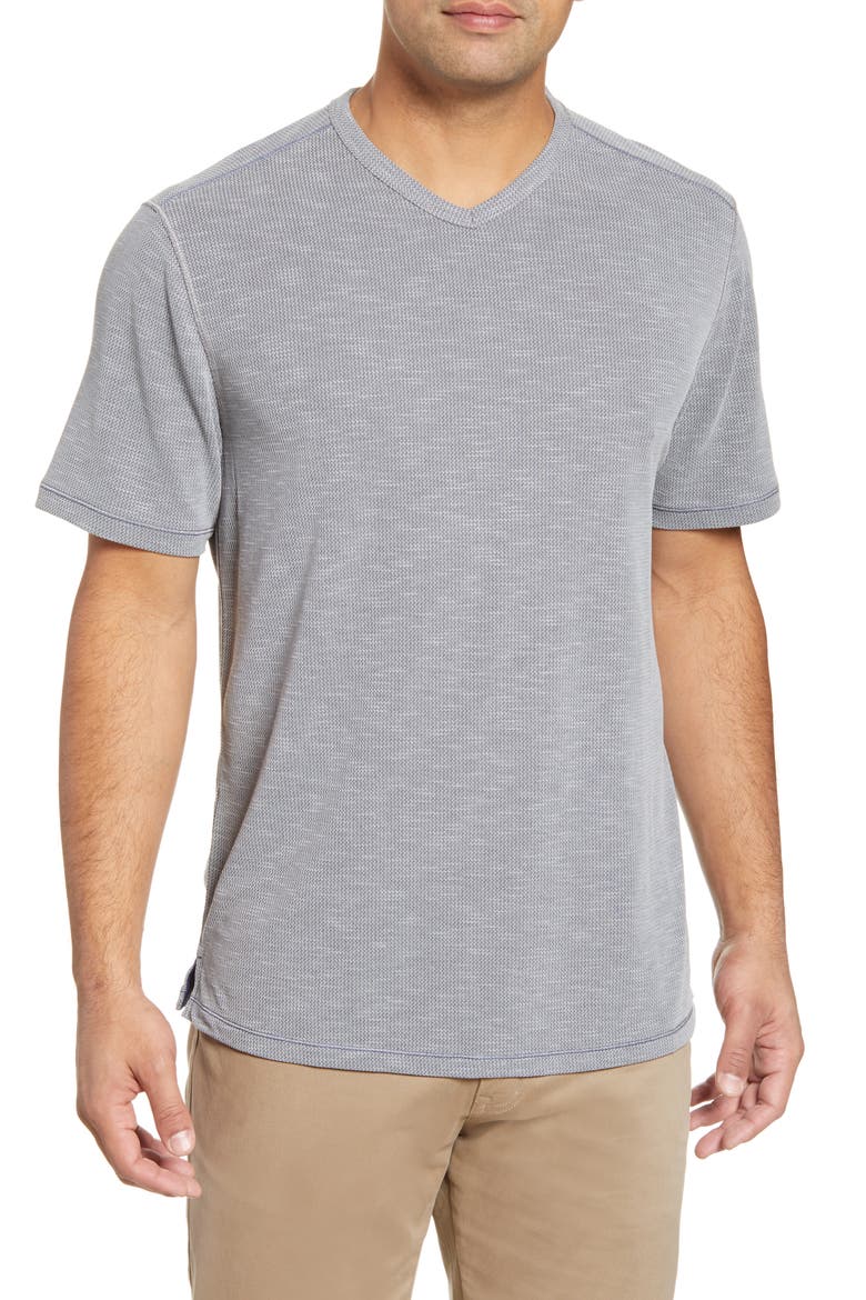 Tropicool Paradise V-Neck T-Shirt, Main, color, ASH GREY
