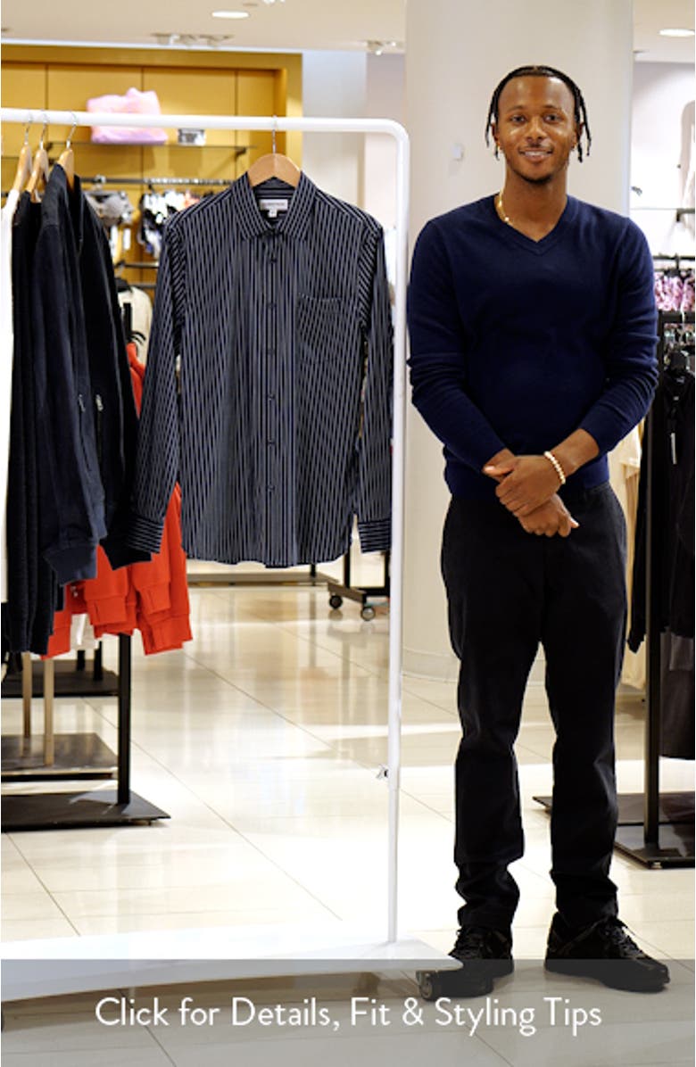 Lucian Stripe Stretch Button-Up Shirt, sales video thumbnail