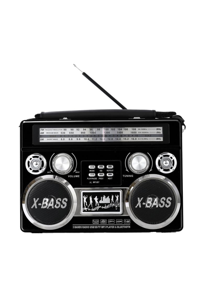 Retro 3 Band Radio With Bluetooth and Flashlight Black, Alternate, color, Black