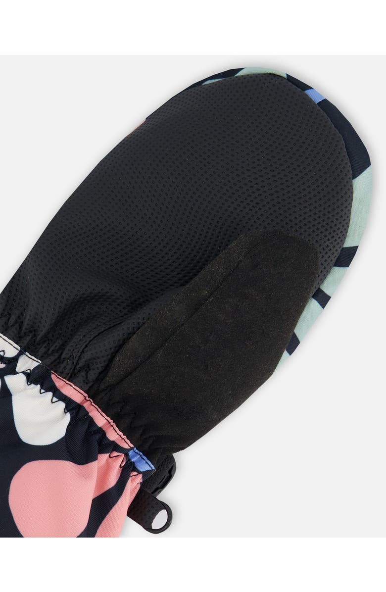 Deux par Deux Girl's Technical Mittens Printed Retro Flowers, Alternate, color, 