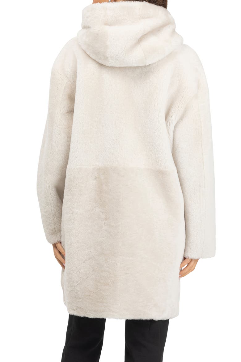 Merino Genuine Shearling Hooded Jacket, Alternate, color, CREAM