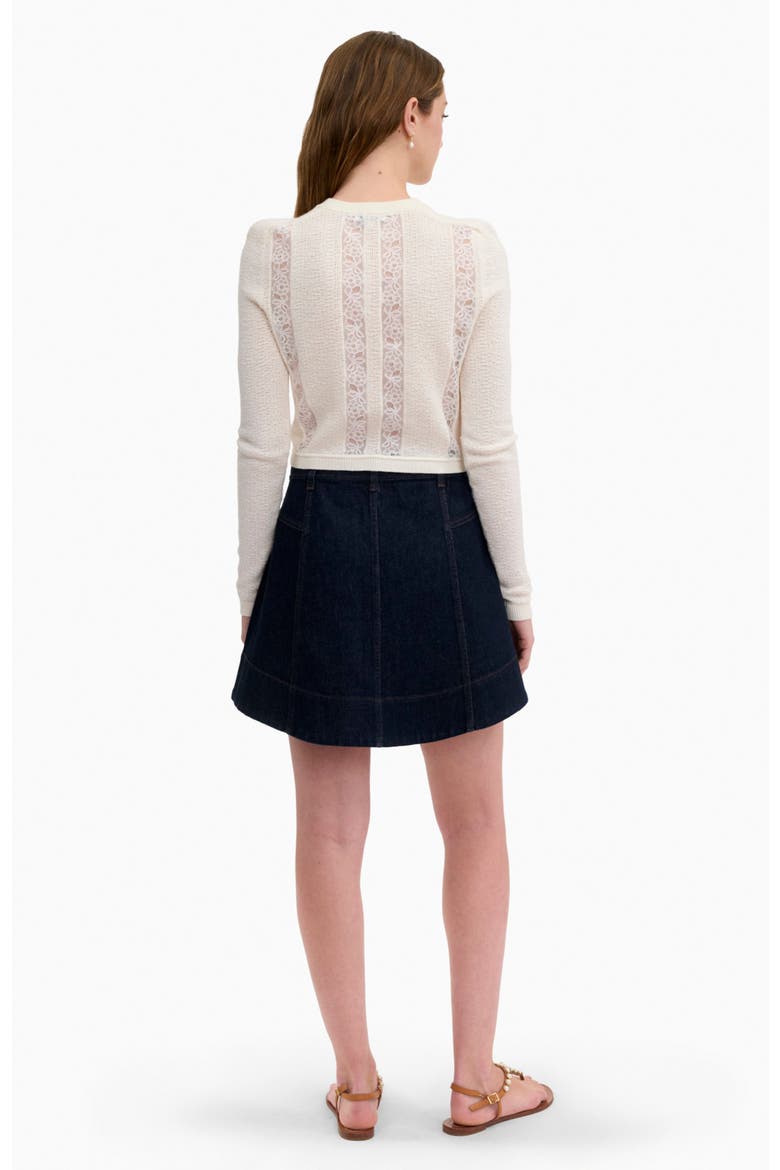 Rhea Lace Knit Cardigan, Alternate, color, Ivory