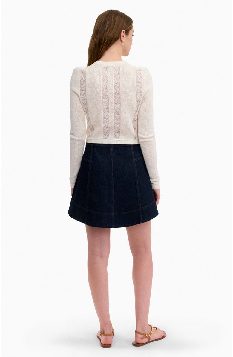 Rebecca Taylor Rhea Lace Knit Cardigan, Alternate, color, Ivory