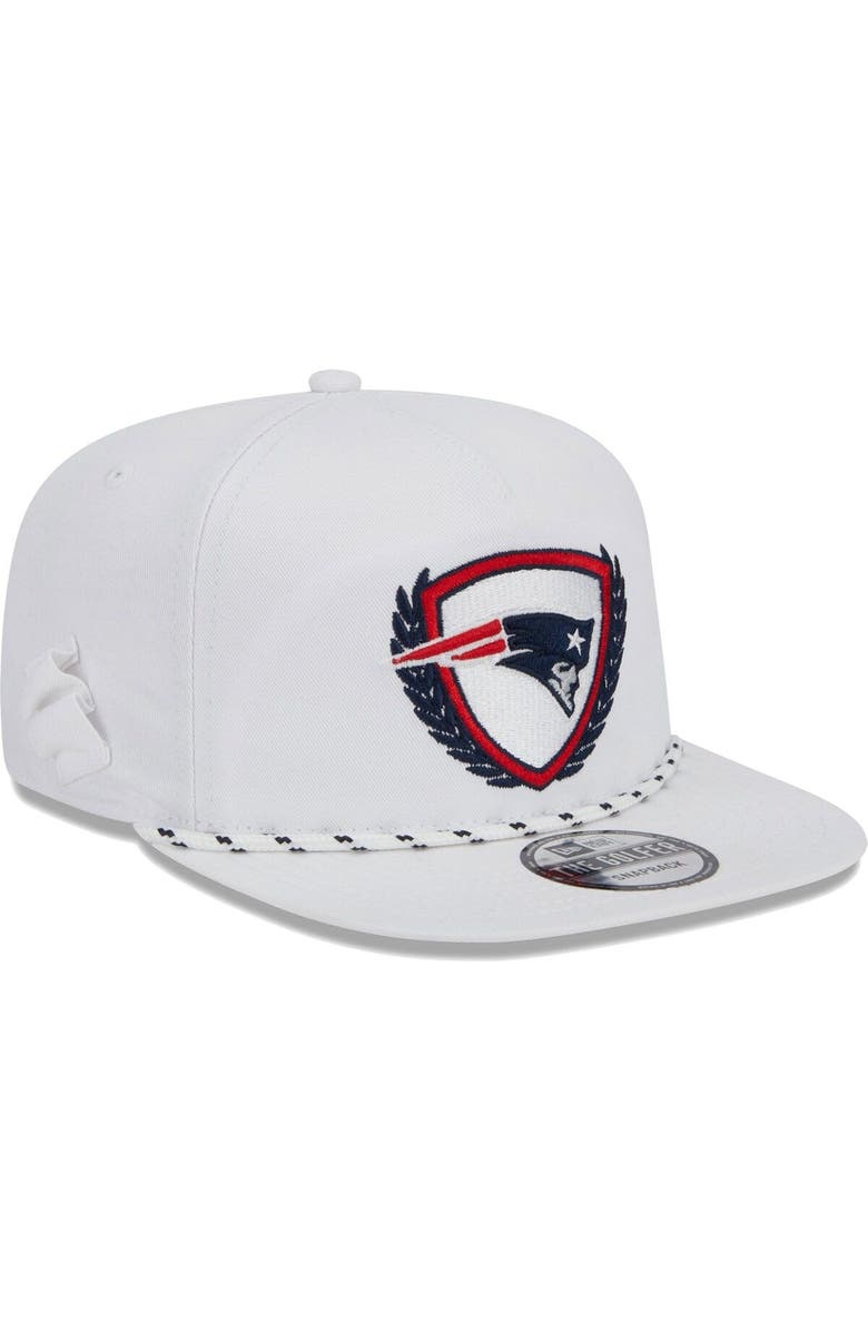 New Era Men's New Era White New England Patriots Tee Golfer 9FIFTY Snapback Hat, Alternate, color,