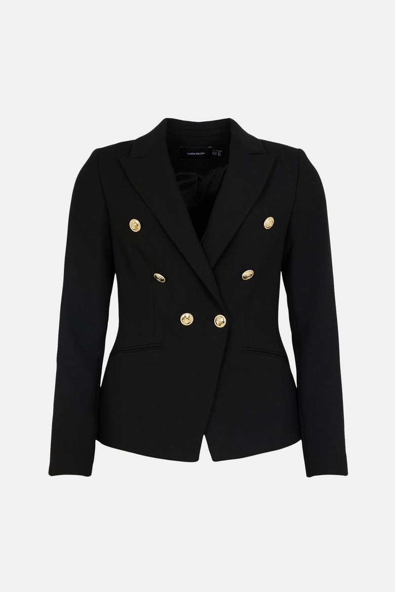 Petite Tailored Button Military Blazer, Alternate, color, Black