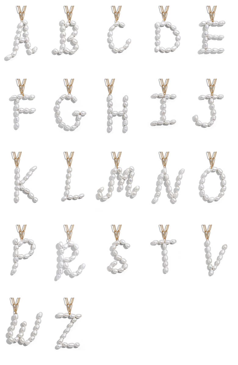 BaubleBar Blair Hera Genuine Pearl Initial Pendant Necklace, Alternate, color,