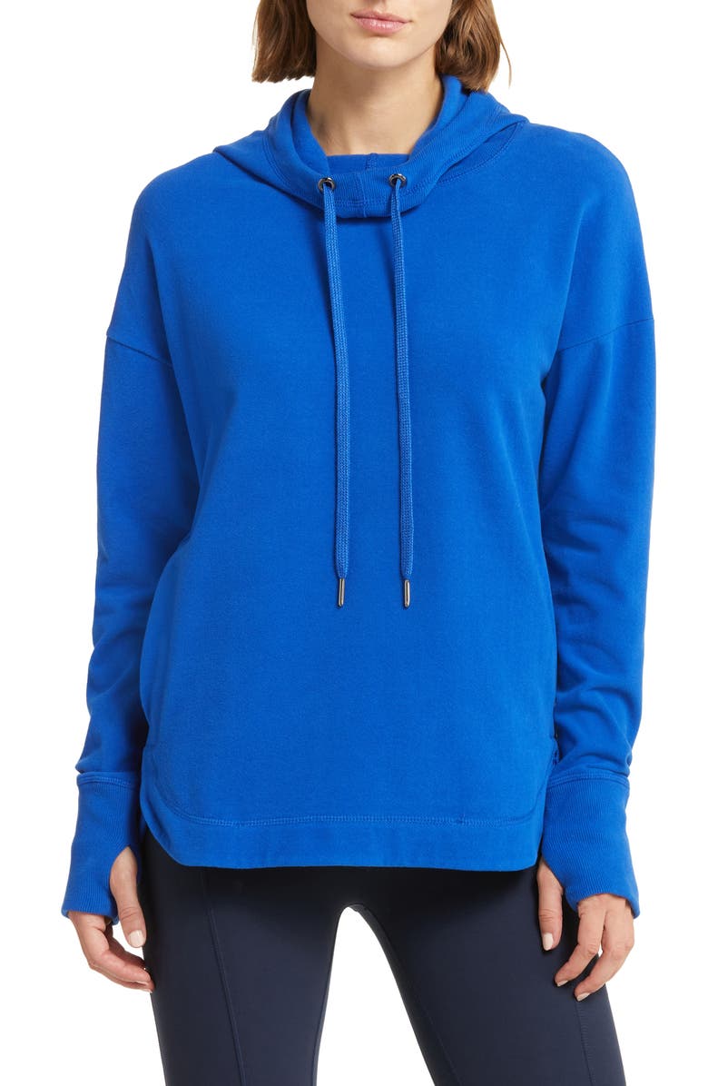 Sweaty Betty Escape Fleece Hoodie, Main, color, Lightning Blue
