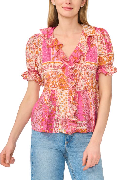 Puff Sleeve Pintuck Top