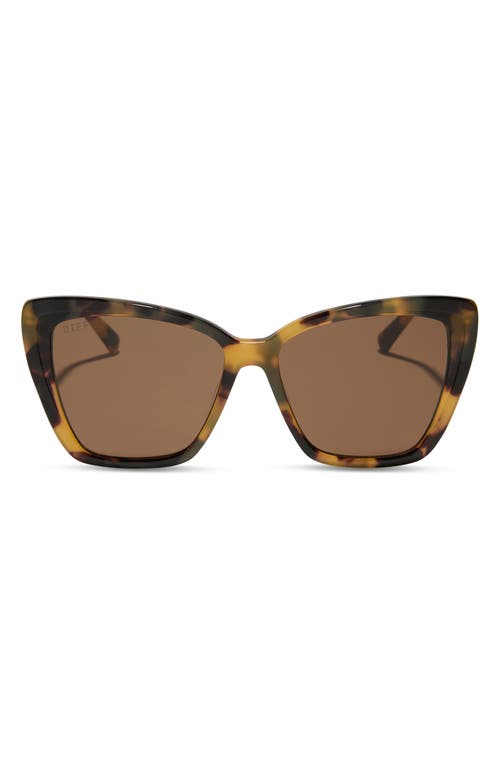 Diff Becky Ii 56mm Polarized Cat Eye Sunglasses In Dark Brown