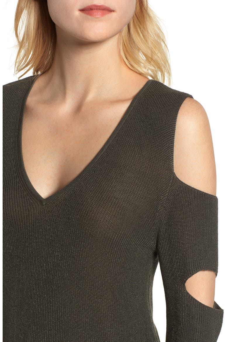 Cutout Sweater, Alternate, color, OLIVE EARTH