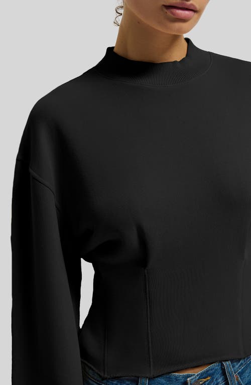 Nation Ltd Rocky Mock Neck Cotton Sweatshirt In Jet Black