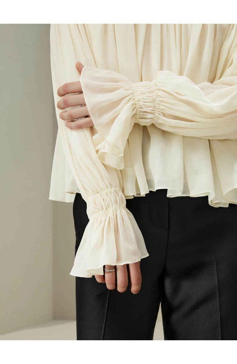 Lilysilk Sheer-shoulder Ruffle Shirt, Alternate, color, 