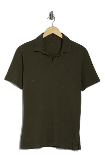John Varvatos Bodhi Marble Wash Polo In Deep Olive