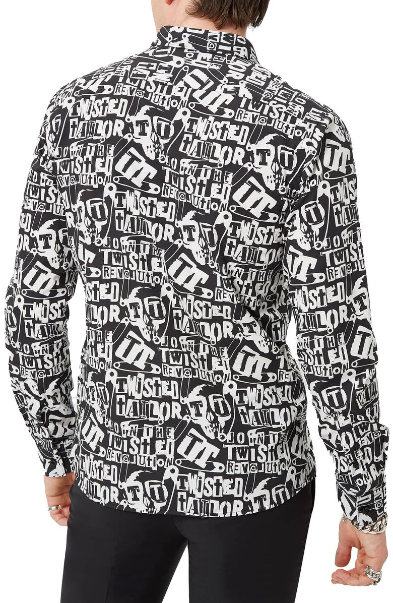 Twisted Tailor Ransom Slim Fit Graphic Punk Cotton Shirt, Alternate, color, 