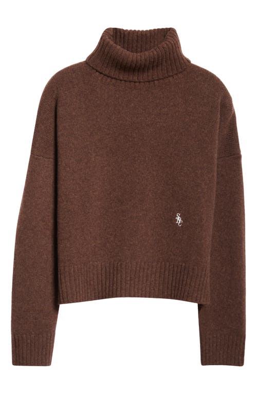Sporty And Rich Sporty & Rich Src Embroidered Wool Turtleneck Sweater In Chocolate