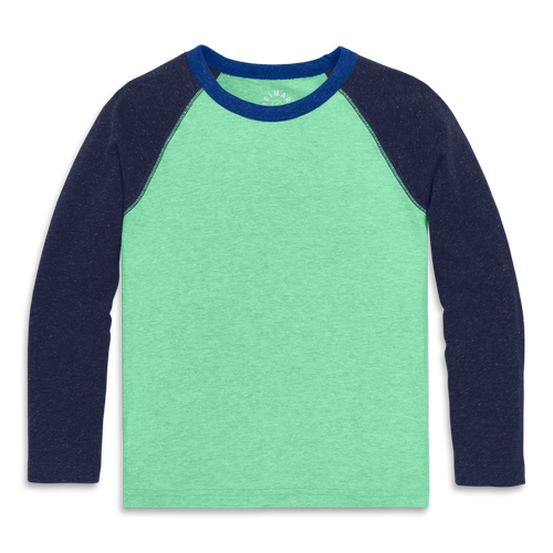 Primary Kids Heathered Long Sleeve Baseball Tee In Green