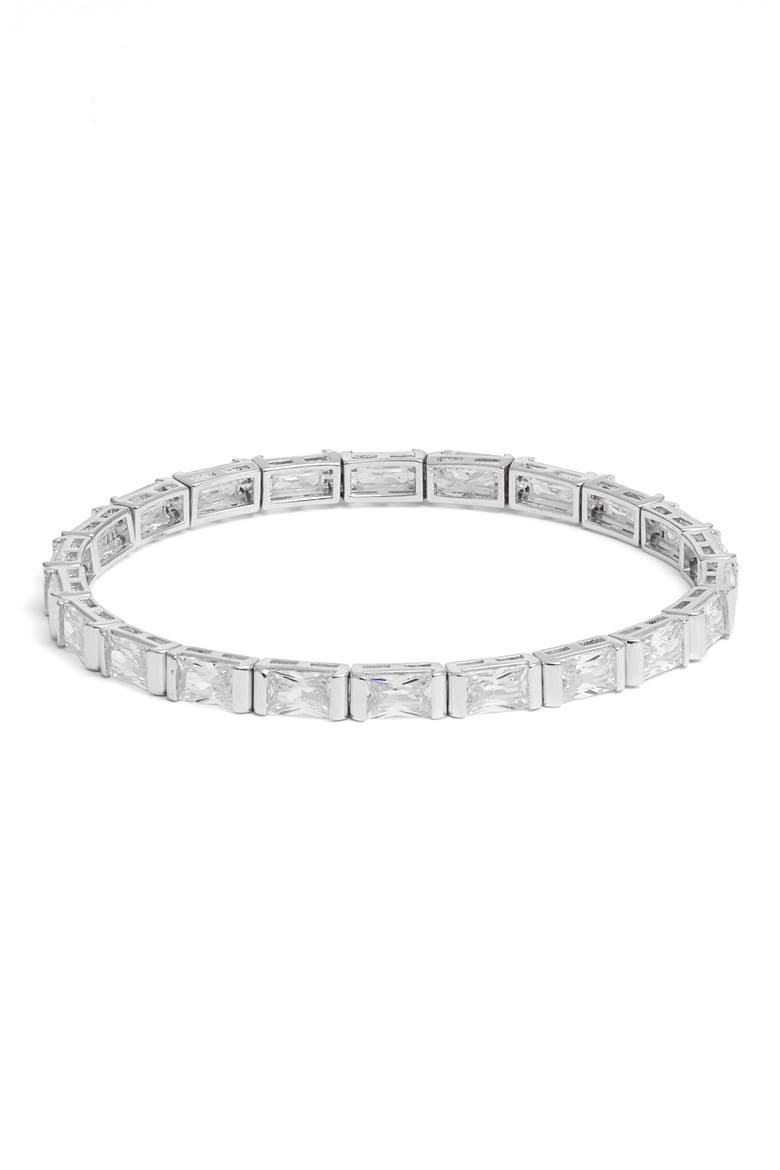 Cubic Zirconia Stretch Bracelet, Main, color, CLEAR- SILVER