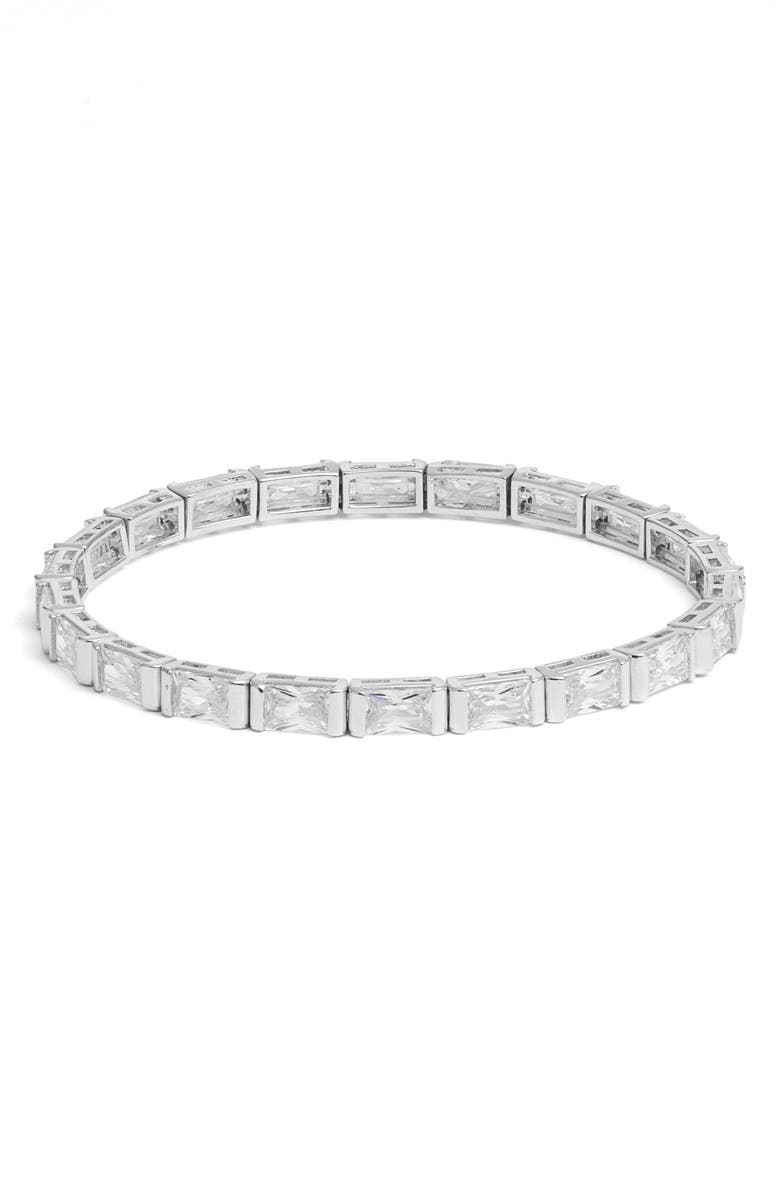 Nordstrom Cubic Zirconia Stretch Bracelet, Main, color, Clear- Silver