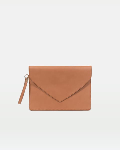 Envelope Clutch In Vegetable Tanned Calfskin And Suede Leather