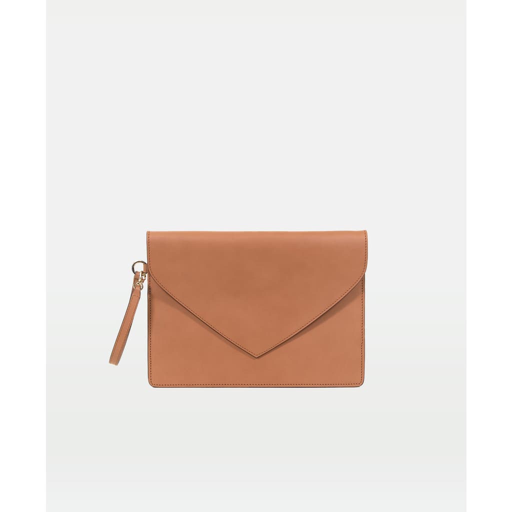 Modher Envelope Clutch In Vegetable Tanned Calfskin And Suede Leather In Brown
