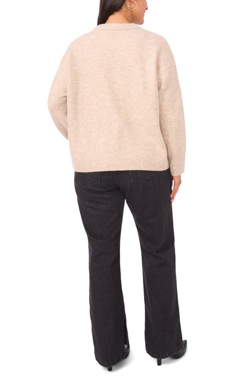 Vince Camuto Plus Size Flower Motif Crewneck Sweater In Neutral