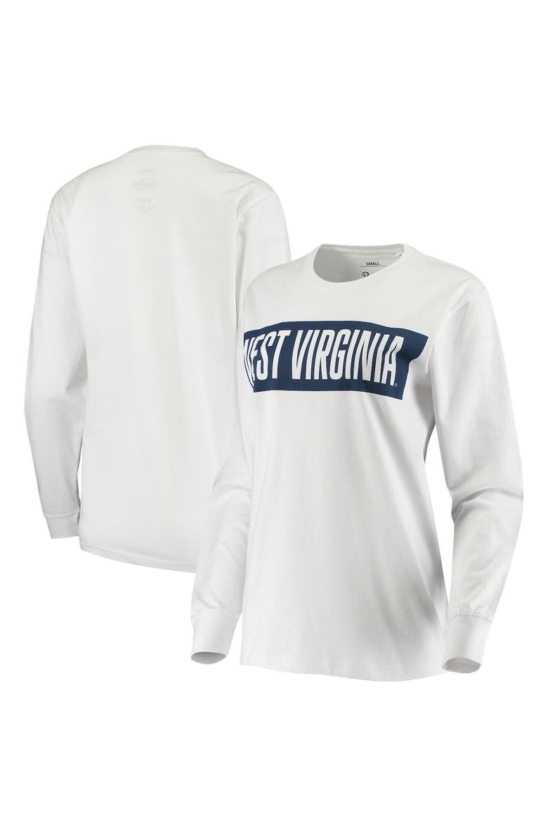 Women's Pressbox White West Virginia Mountaineers Big Block Whiteout Long Sleeve T-Shirt, Main, color, White