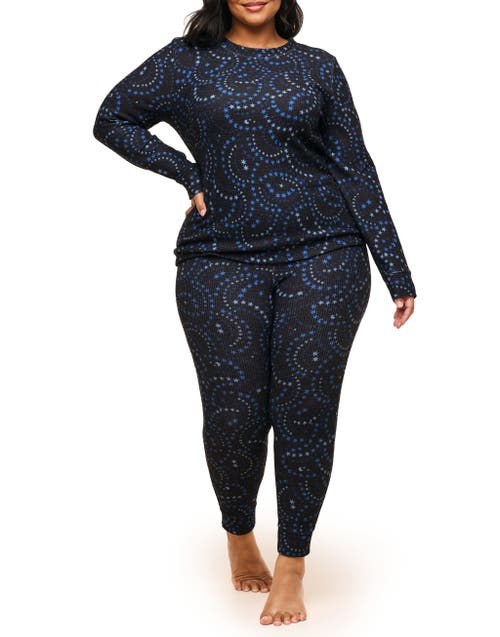 Adore Me Janise Women's Plus-size Pajama Long Sleeve Top & Leggings Set In Novelty Black
