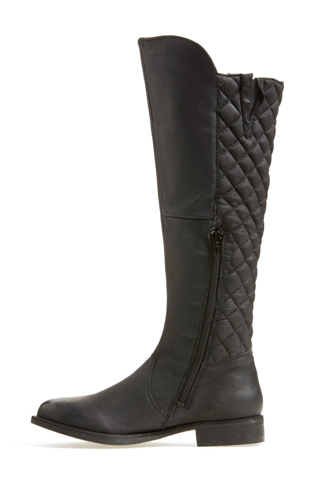 'Northsde' Quilt Back Knee High Boot, Alternate, color, BLACK LEATHER