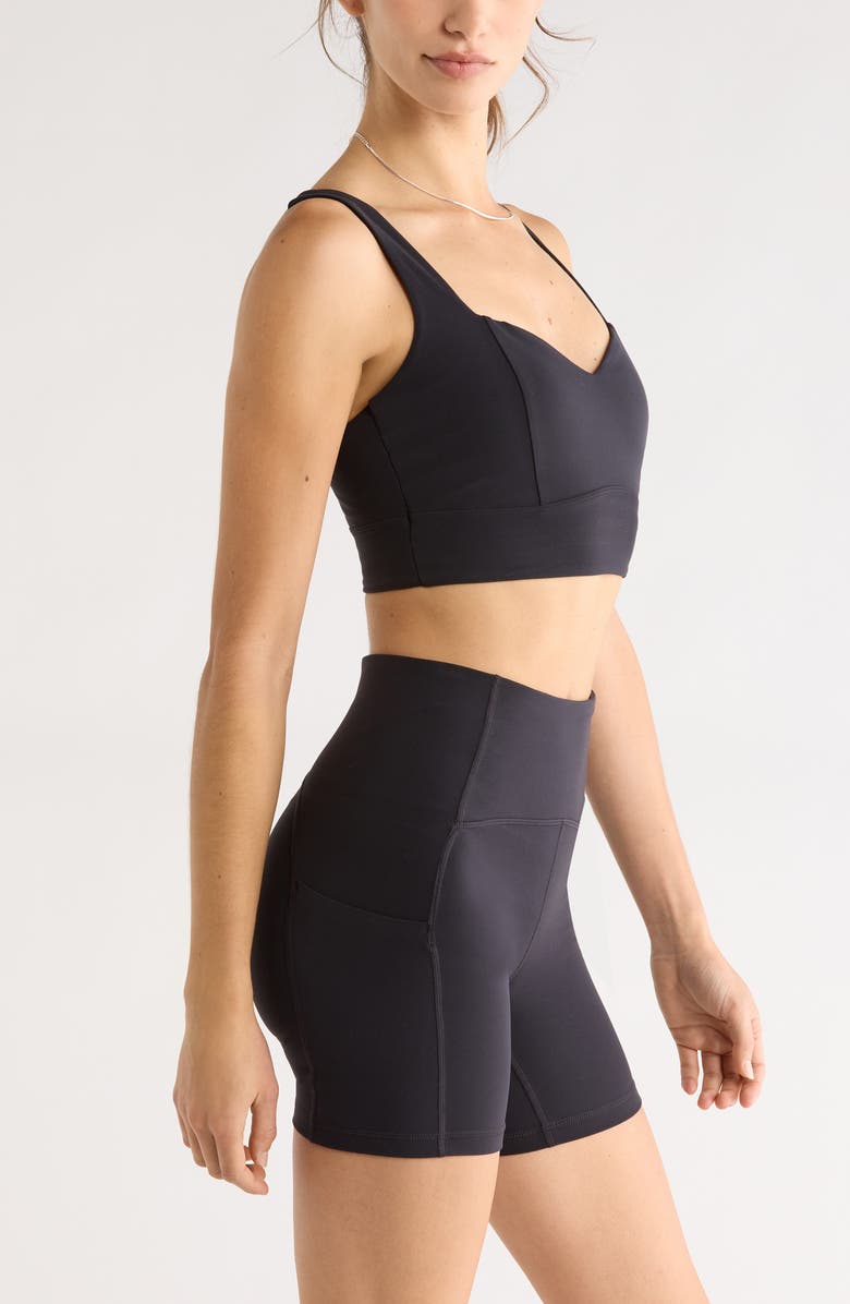 Zella Studio Luxe Sweetheart Sports Bra, Alternate, color, Black