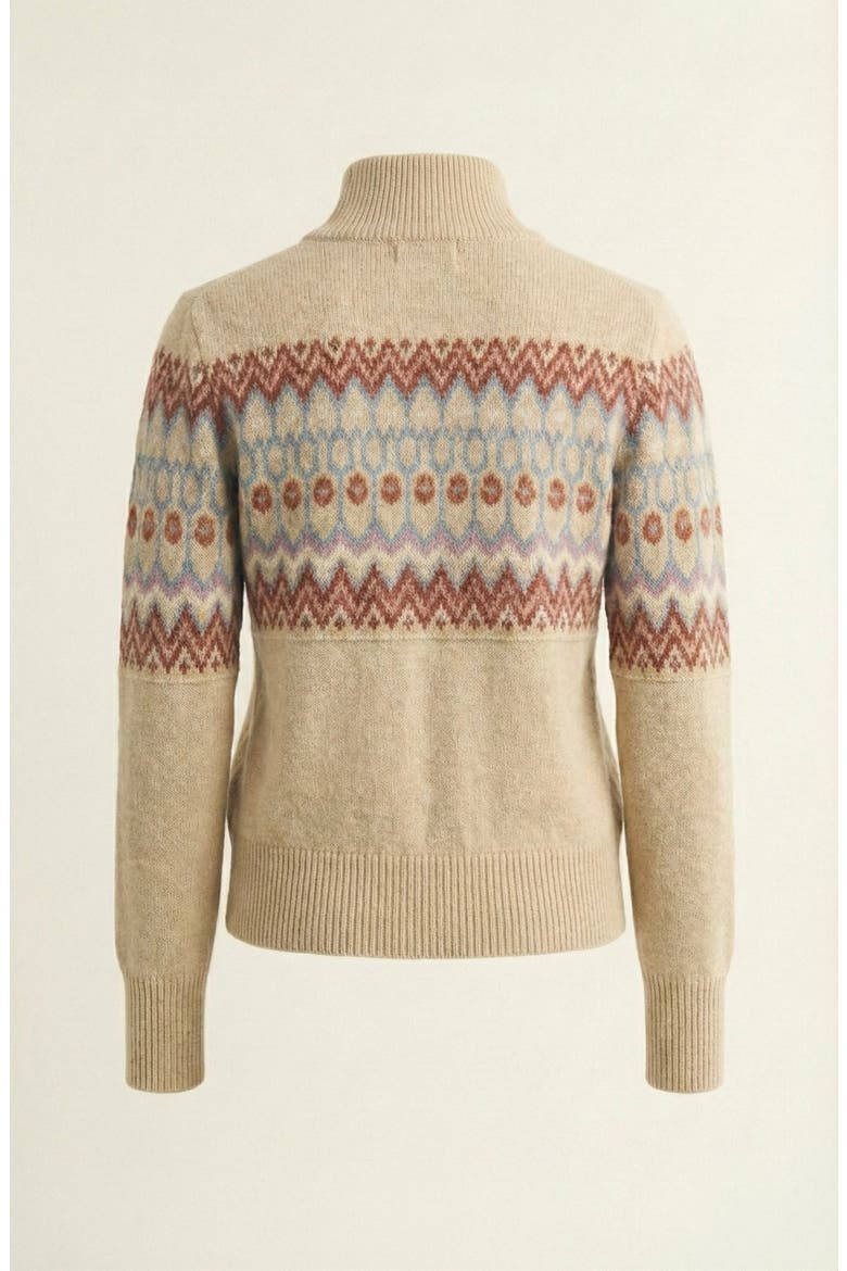 Fair Isle Zip Cardigan with Ribbed Trim, Alternate, color, Fair Isle