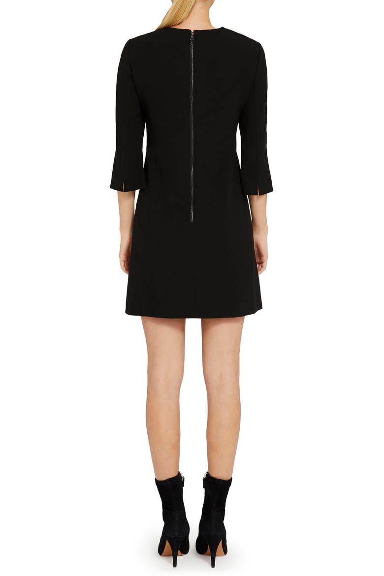 Three-Quarter Sleeve Shift Dress, Alternate, color, BLACK