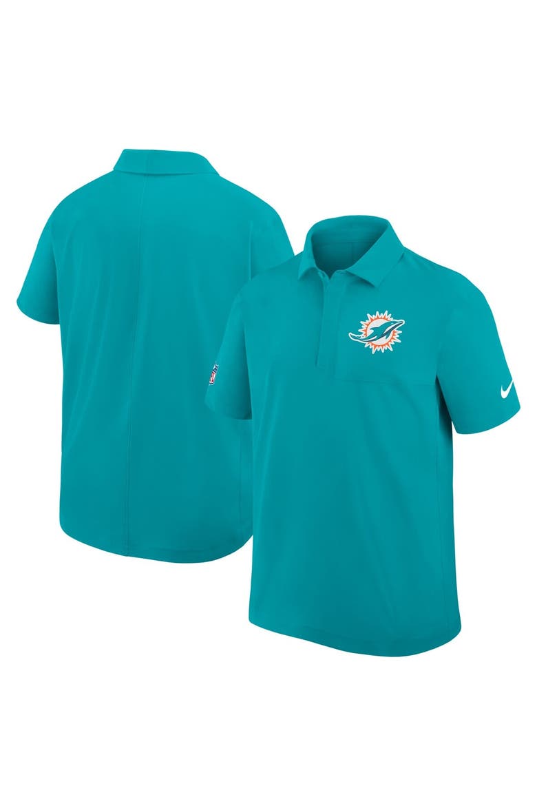 Men's Nike Aqua Miami Dolphins Sideline City Pride Woven Performance Polo, Alternate, color, Aqua