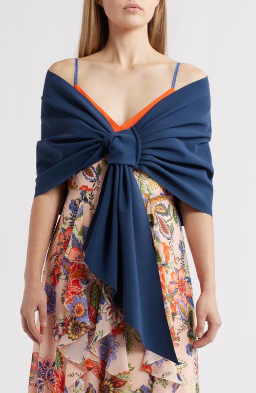 Shop Chiara Boni La Petite Robe Eva Tie Front Shawl In Arctic Blue