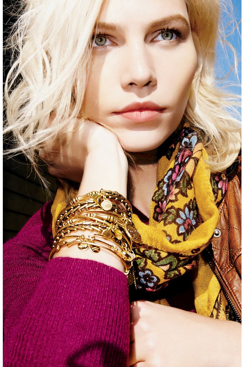 'Lotus Peace Petals' Expandable Wire Bangle, Alternate, color, RAFAELIAN SILVER