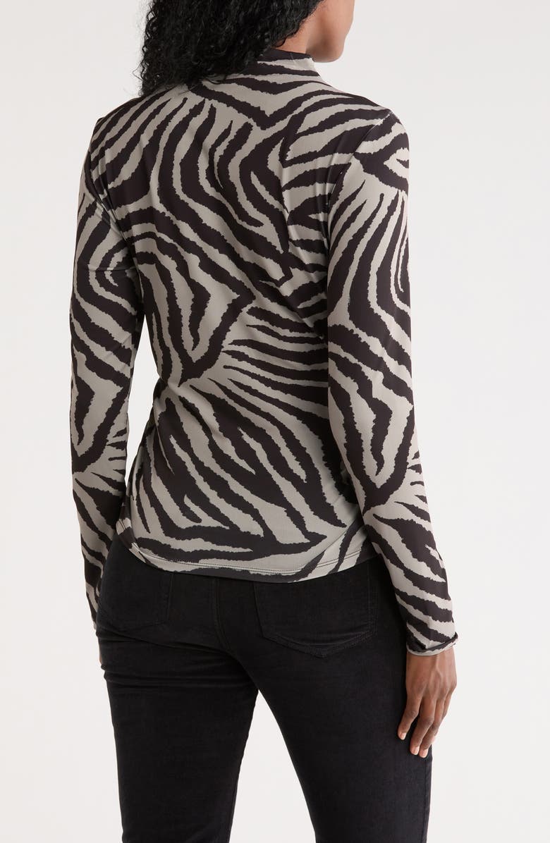 DKNY Printed Jersey Top, Alternate, color, Black/ Tan