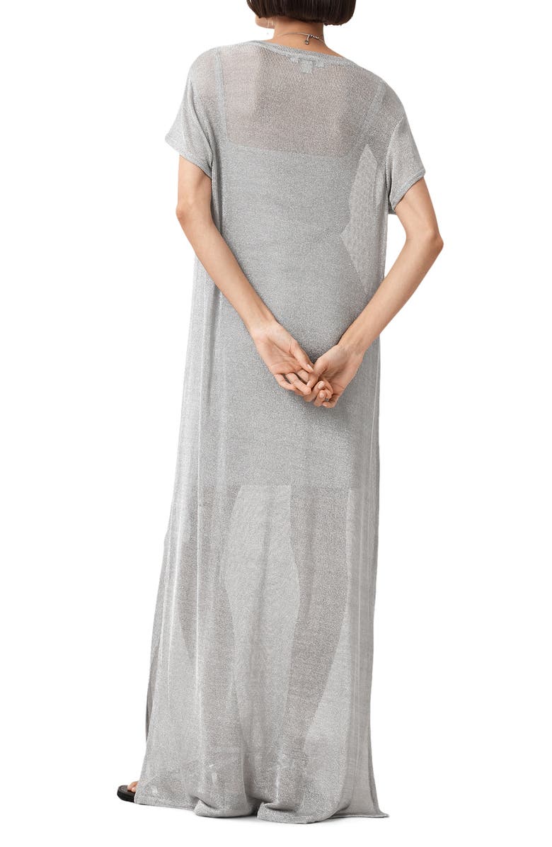 AllSaints Thea Sparkle Sheer Cotton Blend Maxi Dress, Alternate, color, 