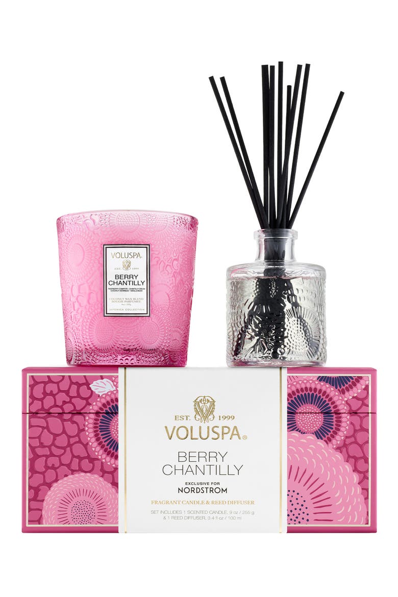 Berry Chantilly Candle & Reed Diffuser Set, Main, color, NO COLOR