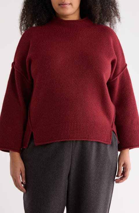 Exposed Seam Mock Neck Sweater (Plus)
